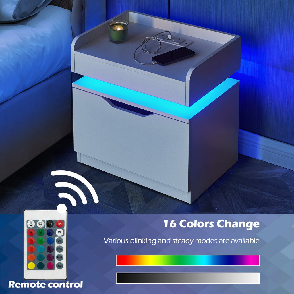 Kist LED Light Bedside Table [Charging Station][Nightstand]
