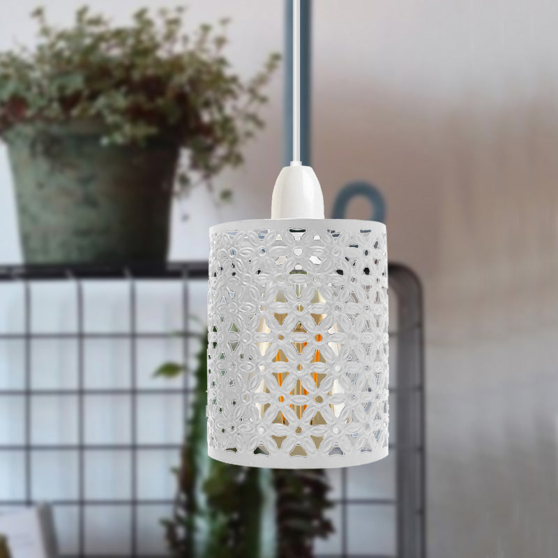 White Drum Metal Wire Cage Ceiling Pendant Lampshade~1999-0