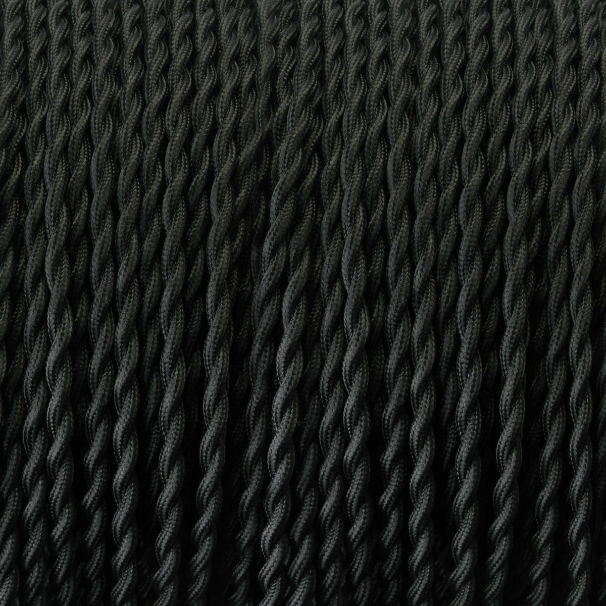Vintage Black 2-Core Twisted Fabric Cable | 0.75mm Braided Cord for Pendant Flex ~1769-2