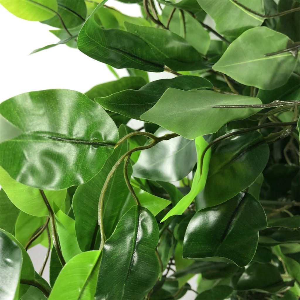 Artificial Ficus Tree Plant Green Bushy Ficus 120cm Silver Metal Planter