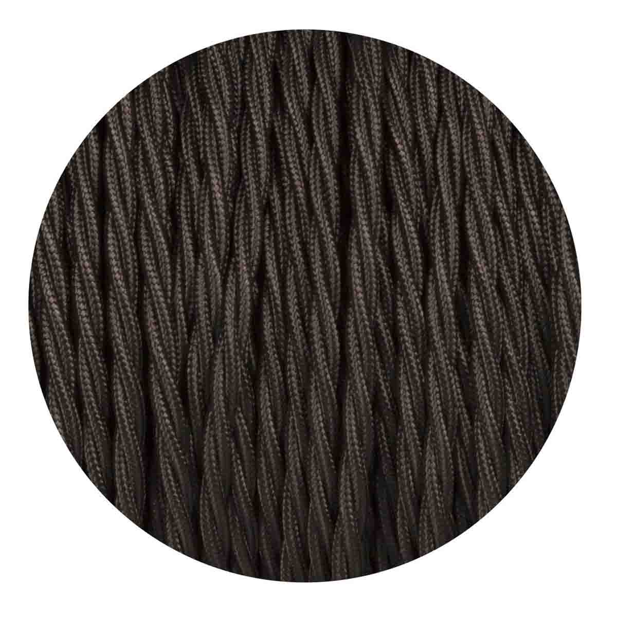 Vintage Black 2-Core Twisted Fabric Cable | 0.75mm Braided Cord for Pendant Flex ~1769-4