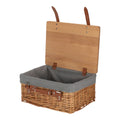 Double Steamed Grey Lined Willow Empty Picnic Basket with Pinewood Lid
