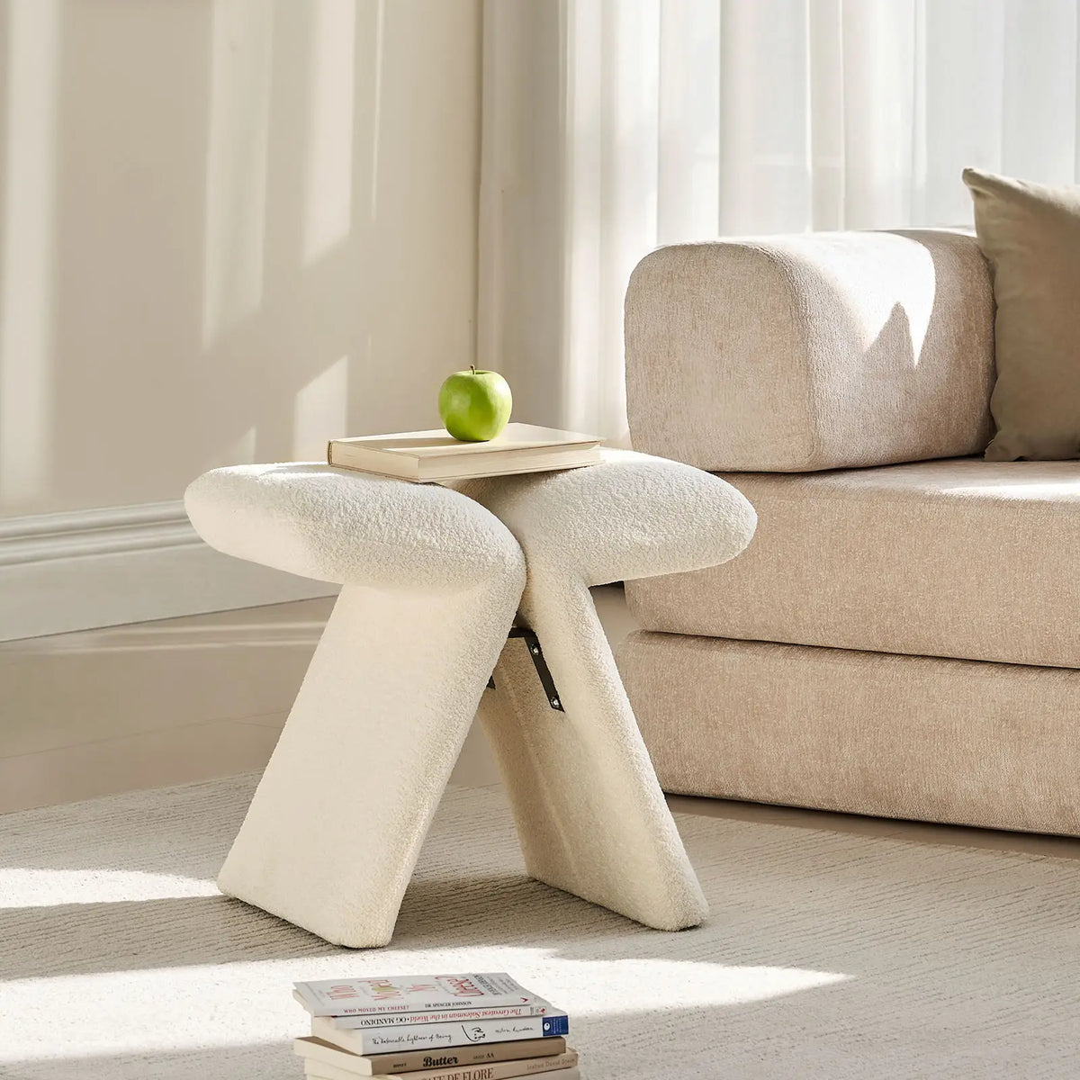 Faye Cream Vanity Stool