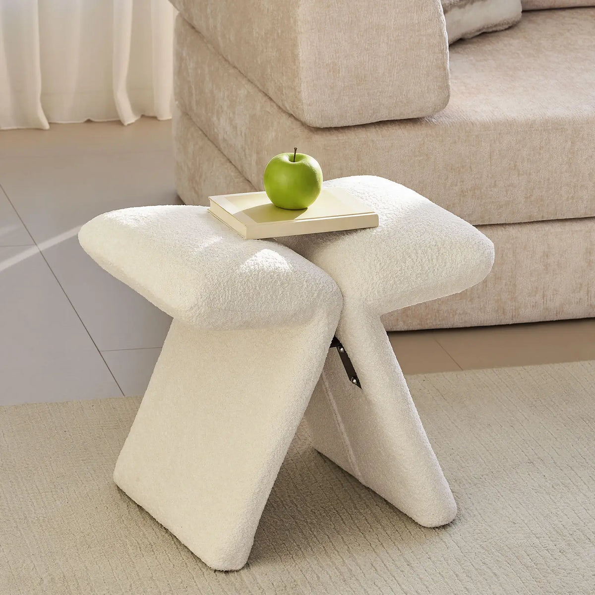 Faye Cream Vanity Stool