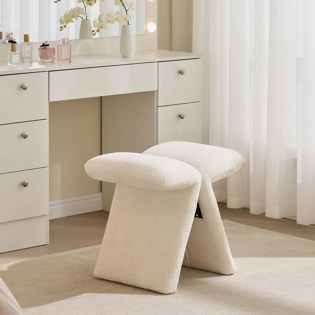 Faye Cream Vanity Stool