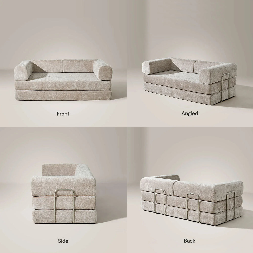 Hugo Khaki Vacuum-Packed Convertible Sofa Bed