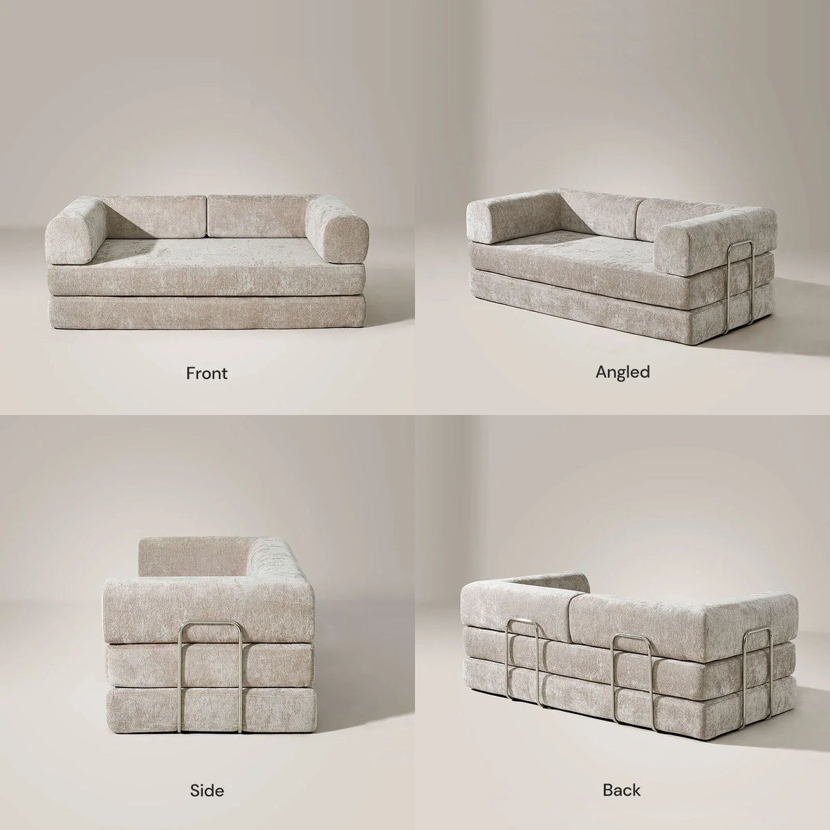 Hugo Khaki Vacuum-Packed Convertible Sofa Bed