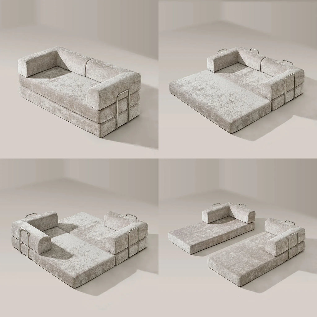 Hugo Khaki Vacuum-Packed Convertible Sofa Bed