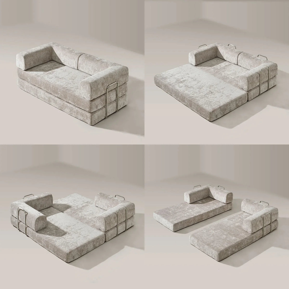 Hugo Khaki Vacuum-Packed Convertible Sofa Bed