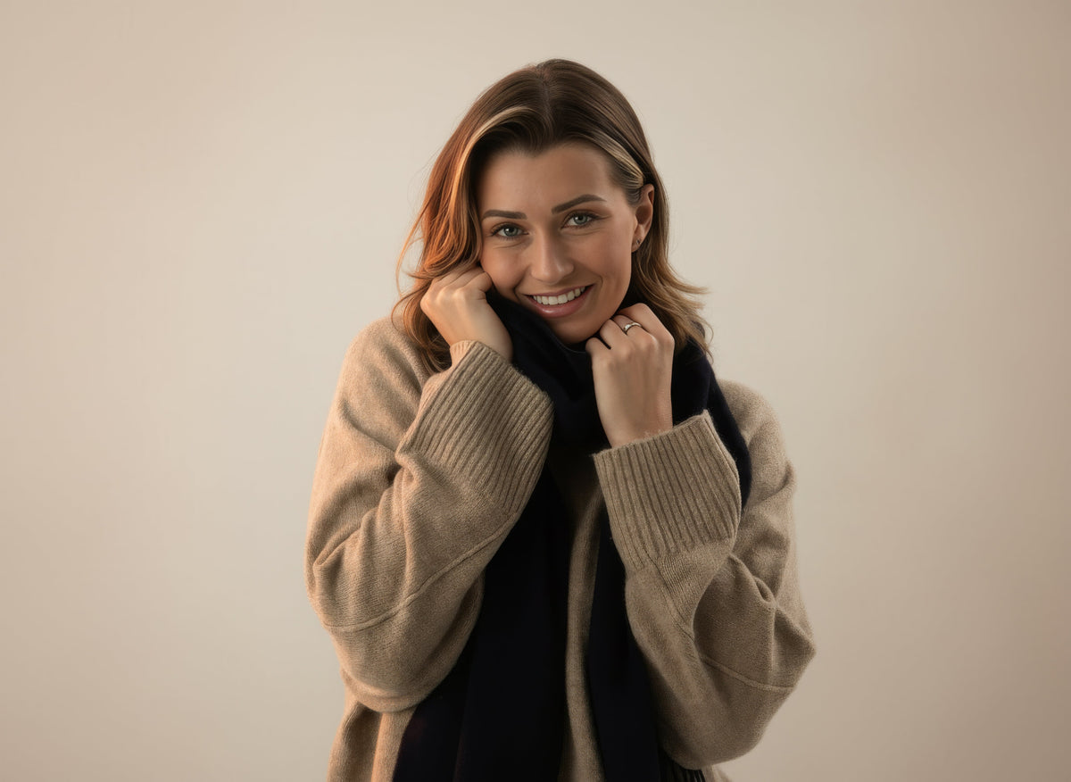 Navy Blue Cashmere Scarf