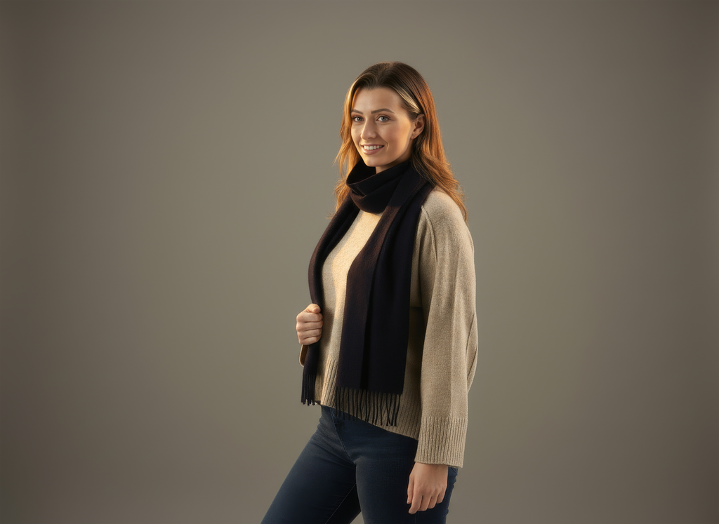 Navy Blue Cashmere Scarf