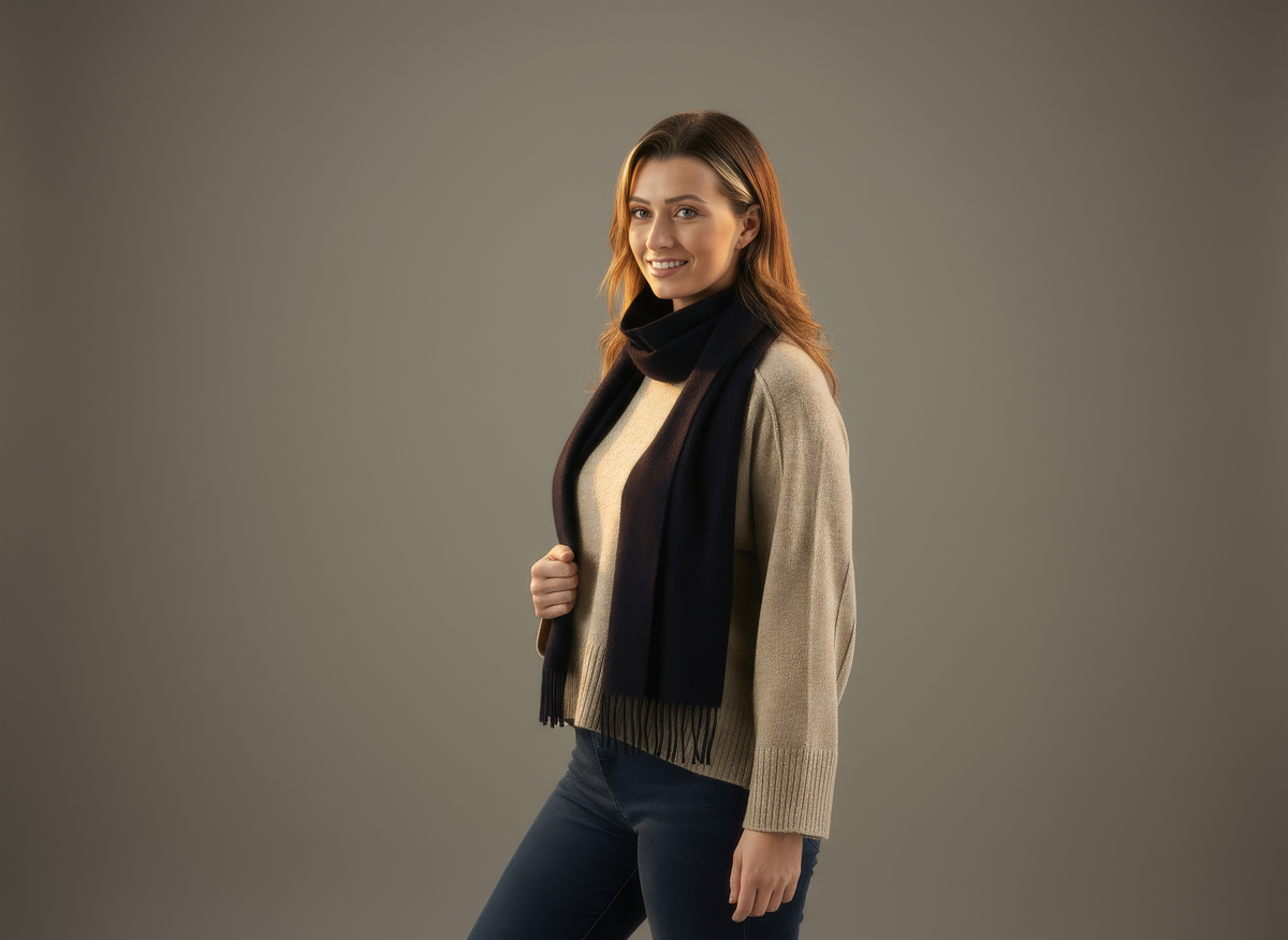 Navy Blue Cashmere Scarf