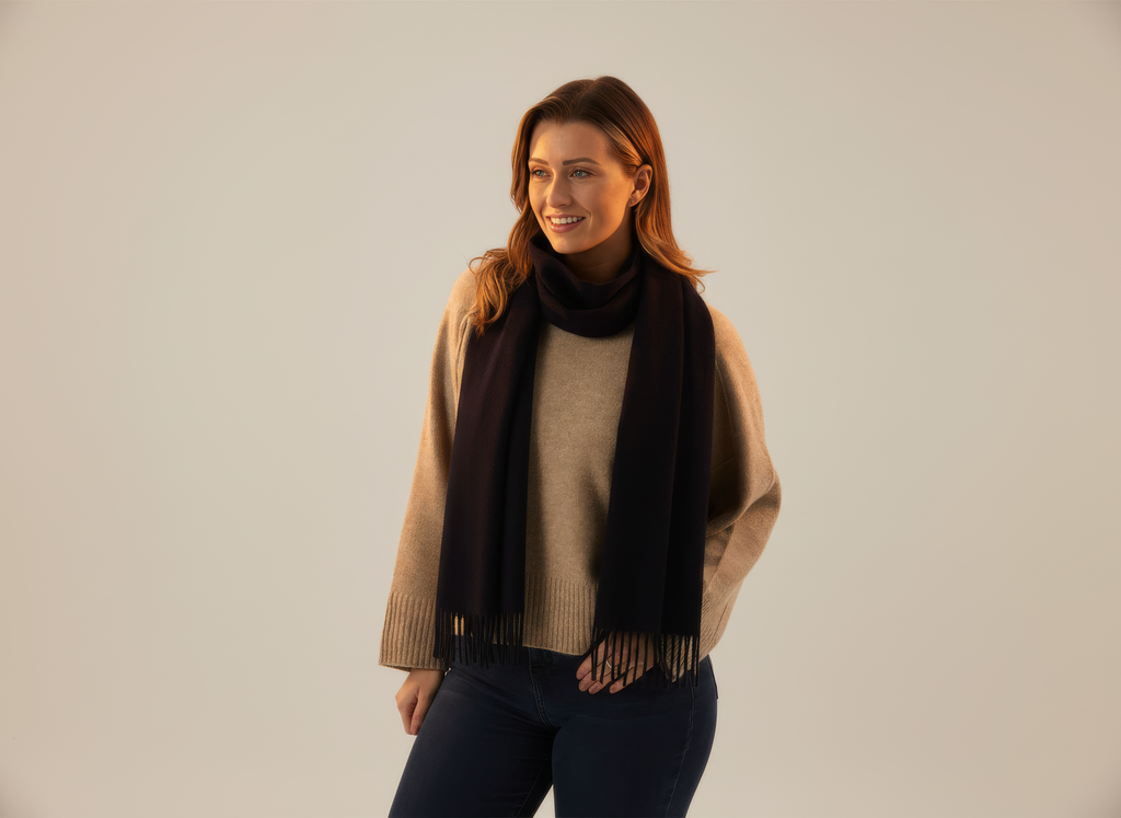 Navy Blue Cashmere Scarf