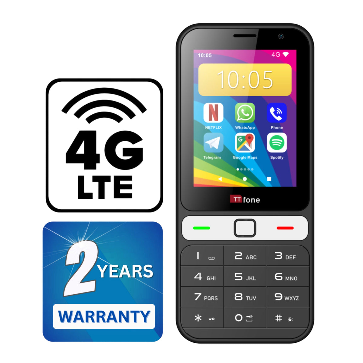 Used - TTfone TT280 4G Android Mobile with GiffGaff SIM and Dock charger