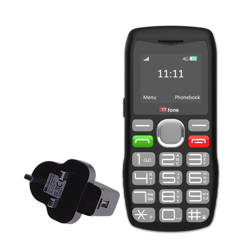 Used - TTfone TT890 4G Mobile Phone with O2 Pay As You Go SIM card and Mains Charger