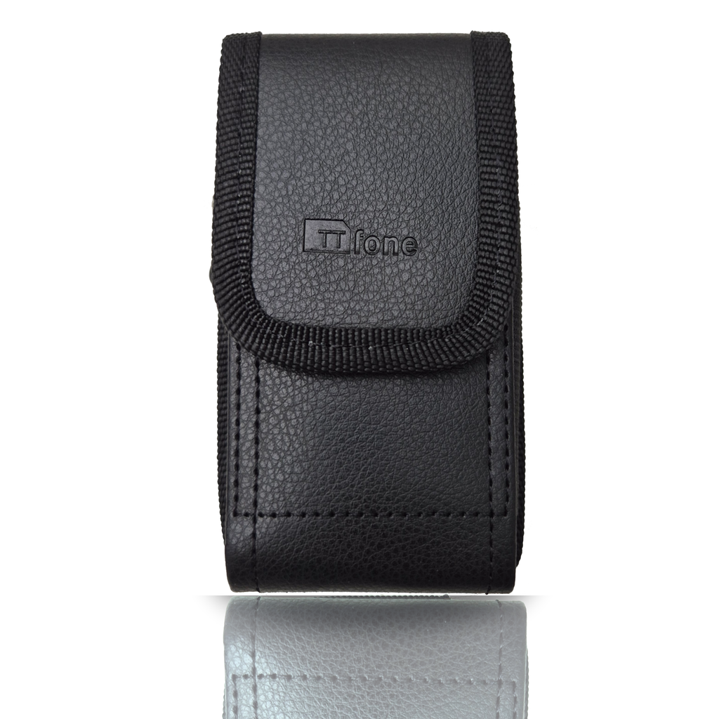 TTfone TTCD5 Faux Leather Holster Case for TT990 – Protective Carry Pouch with Belt Loop, Carabiner Clip & Secure Fastening
