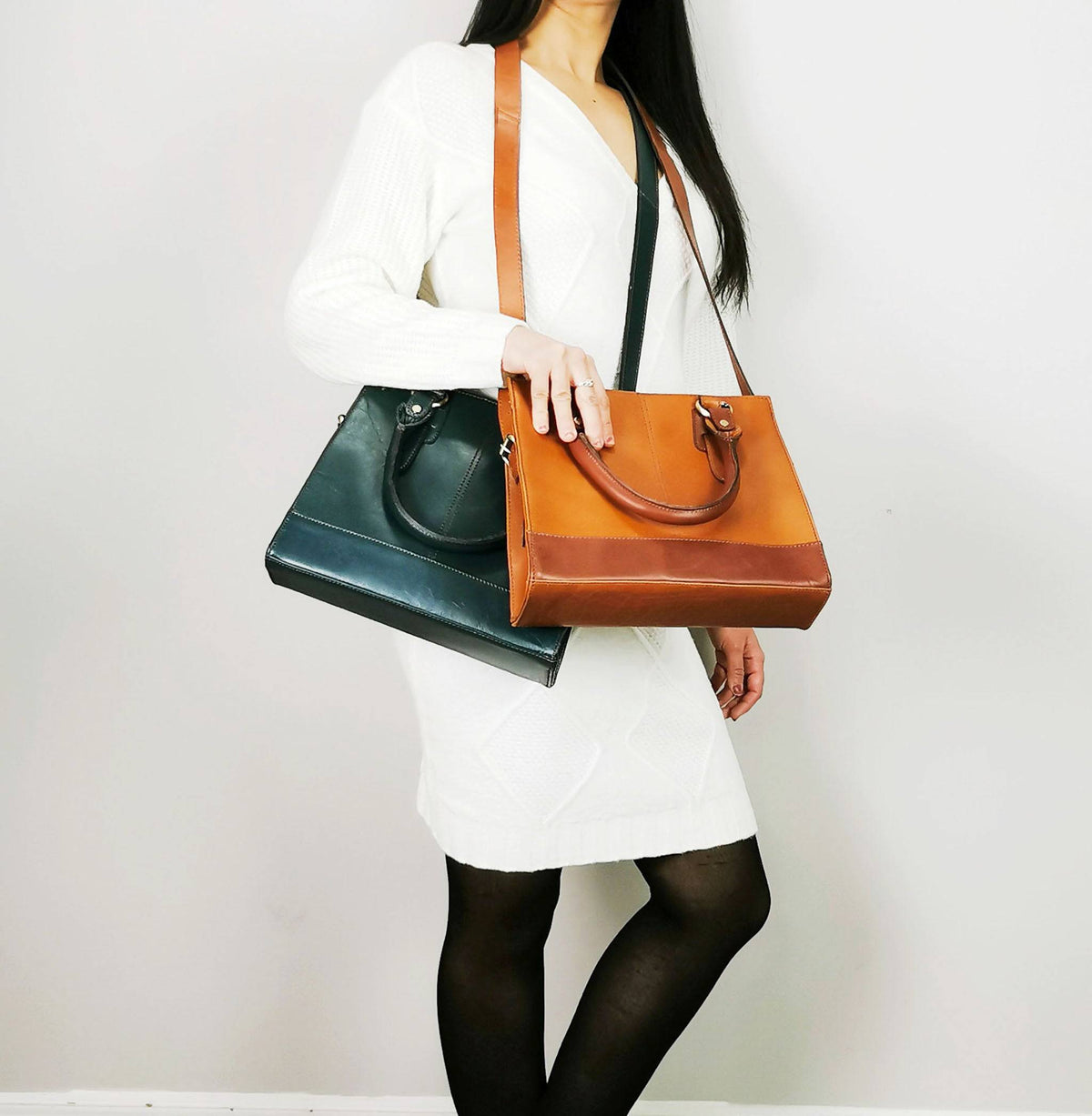 The Signature 15" Leather Laptop Bag, Bottle Green