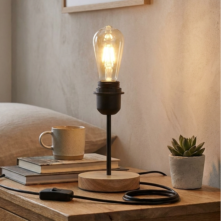 Vintage Black Table Lamp – E27 On/Off Switch~4563-0