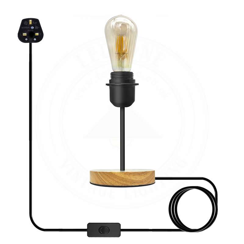 Vintage Black Table Lamp – E27 On/Off Switch~4563-2