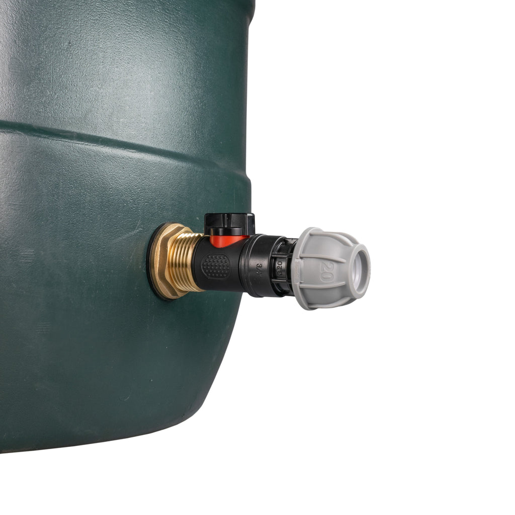 Water Butt Brass Kit 1in with In-Line Valve + 20mm MDPE for Brass Water Fitting-3