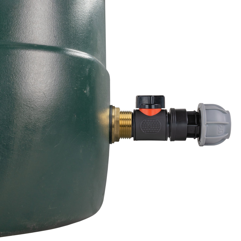 Water Butt Brass Kit 1in with In-Line Valve + 20mm MDPE for Brass Water Fitting-4