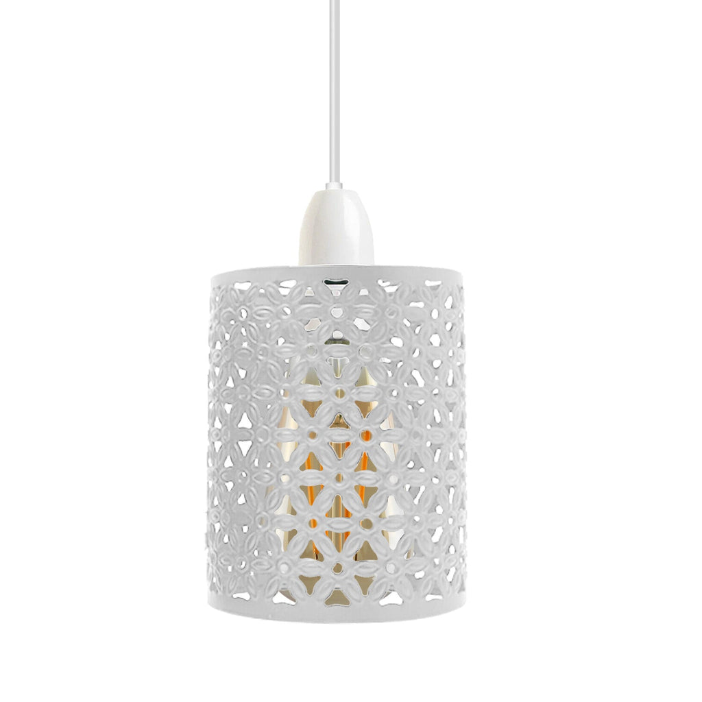 White Drum Metal Wire Cage Ceiling Pendant Lampshade~1999-4