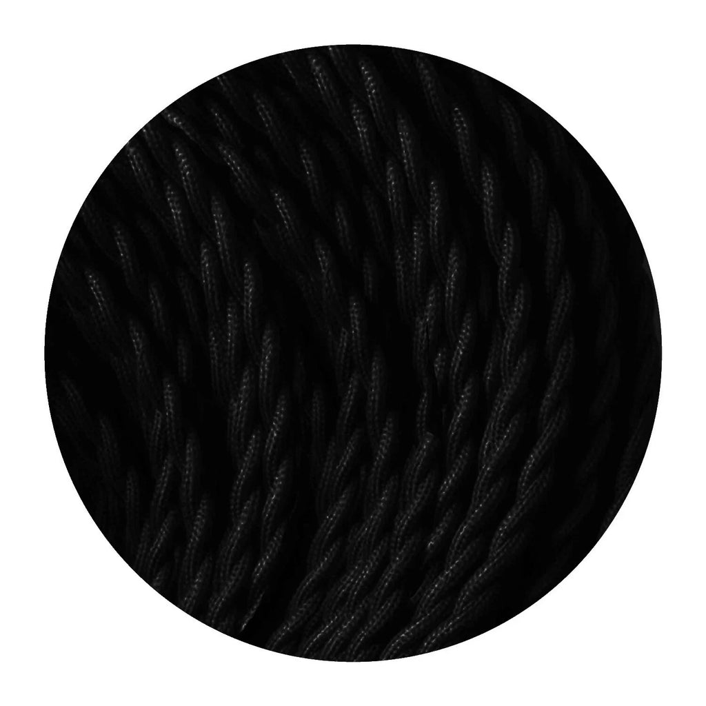 Vintage Black 2-Core Twisted Fabric Cable | 0.75mm Braided Cord for Pendant Flex ~1769-5