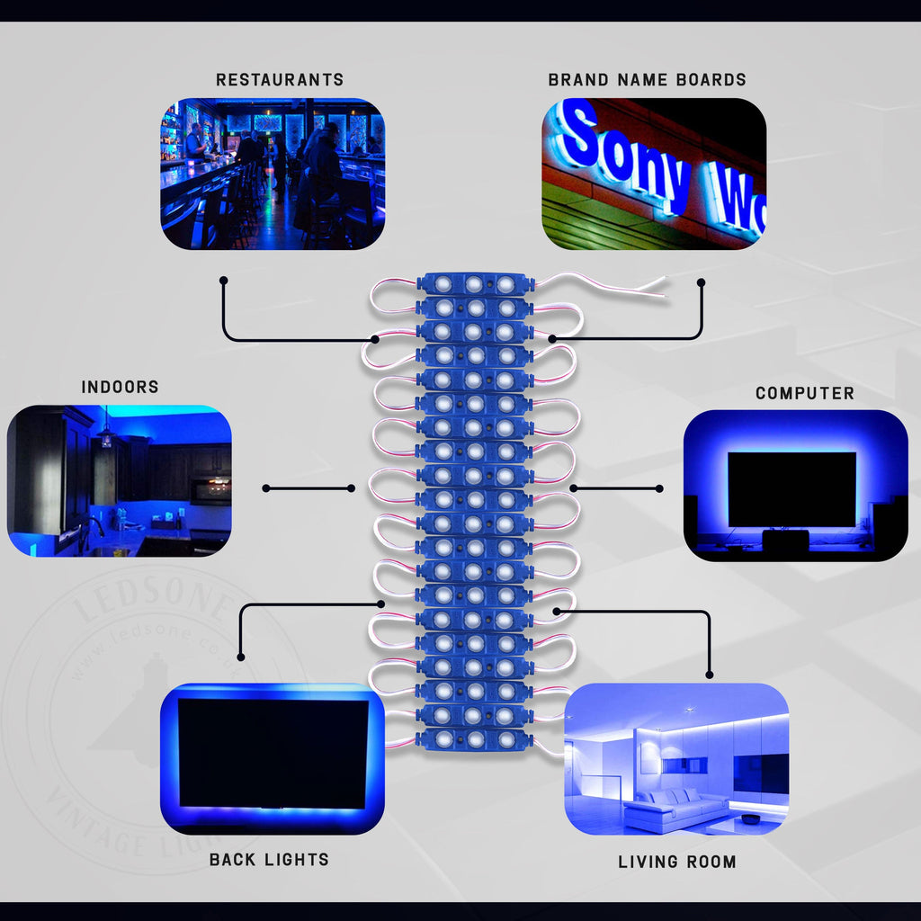 Blue LED Module 12V IP67 Waterproof 1.5W Sign Backlight~5240-1