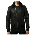 Men’s Black Fashion Leather Bomber Jacket