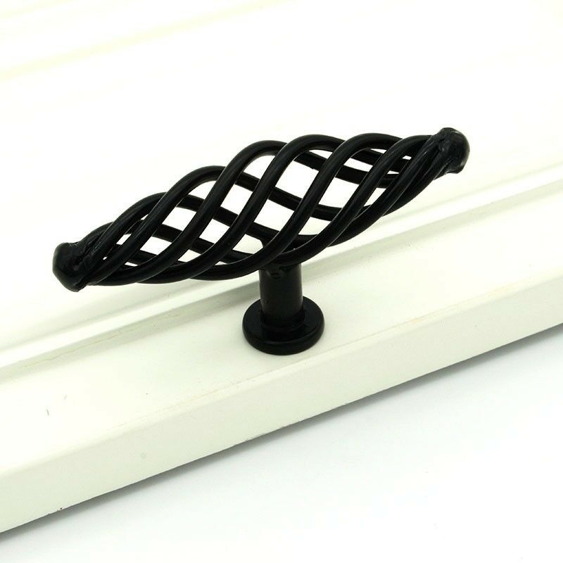Vintage Black  Cabinet  Kitchen Birdcage Furniture Handles pulls ~2416-4